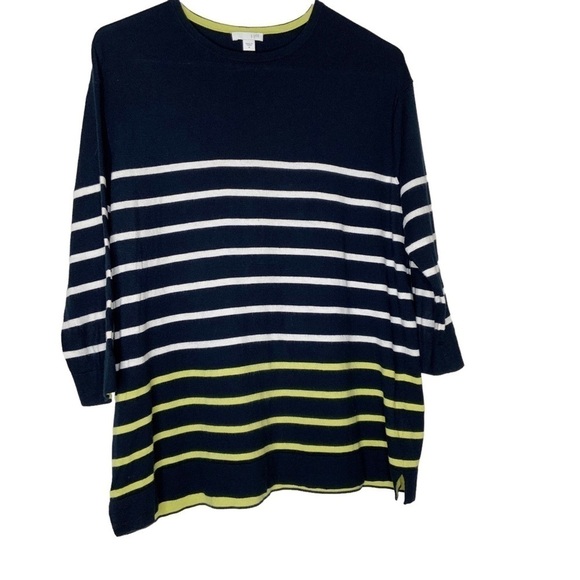 J. Jill black sweater with horizontal stripes. Crew neckline. Size M - Picture 1 of 6